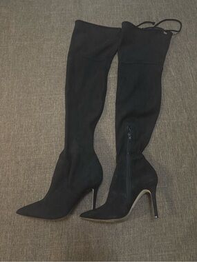 Aldo over the knee suede stiletto heel boots black sz 6